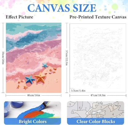 ZRIZQ Paint by Numbers Kit for Adults Beginner,Beach Scenery,16x20 - Image 2