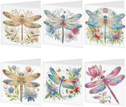 Tontut 6pcs 5D DIY Diamond Painting Kit Greeting Card,Diamond Handmade Greeting Card with Envelope, Holiday Gift Congratulations Colourful Dragonfly by Tontut