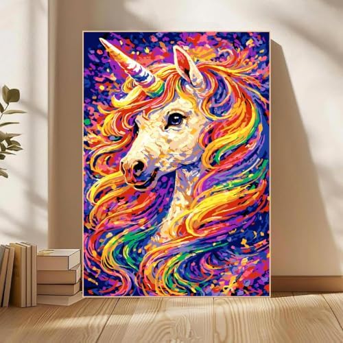 Mowana Unicorn Paint by Numbers Kit for Adults Beginners, Adult Painting Kit by Numbers with Frame and Easle, Stretched Canvas Unicorn Paint by Number Kit, 8x12inch - Image 2