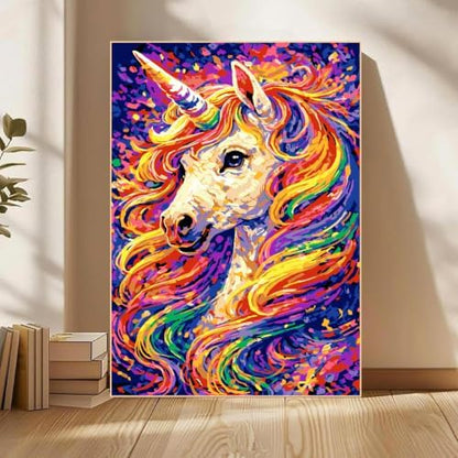 Mowana Unicorn Paint by Numbers Kit for Adults Beginners, Adult Painting Kit by Numbers with Frame and Easle, Stretched Canvas Unicorn Paint by Number Kit, 8x12inch - Image 2