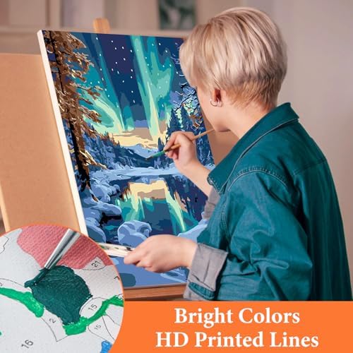 6 Pack Paint by Numbers Kit for Adults Without Frame 10x14 Inch, Aurora - Image 5