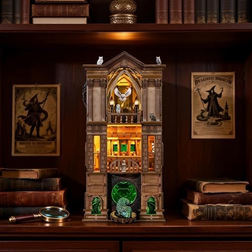 NookMaster Book Nook Kit – 3D Wooden Puzzle with Interactive LED Lights, Magic Castle DIY Miniature Decor for Adults & Teens, Enchanting Storytelling Bookshelf Insert - Image 4
