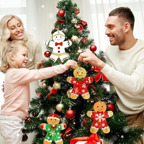 Large Size 7 inch Wooden Christmas Gingerbread Man Ornaments to Paint 10PCS, DIY Blank Cutouts Unfinished Wood Ornament for Home Crafts Hanging Christmas Decorations Winter - Image 2