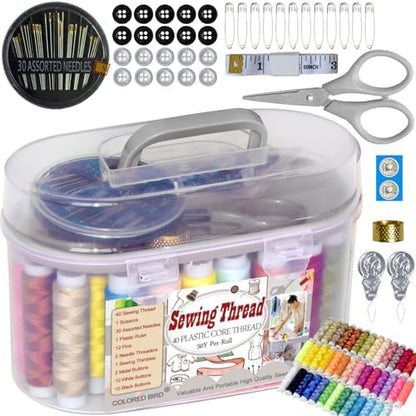 40 Spools of Sewing Thread,Gift Box Portable Basic Sewing Repair Kits (Grey) by COLORED+BIRD