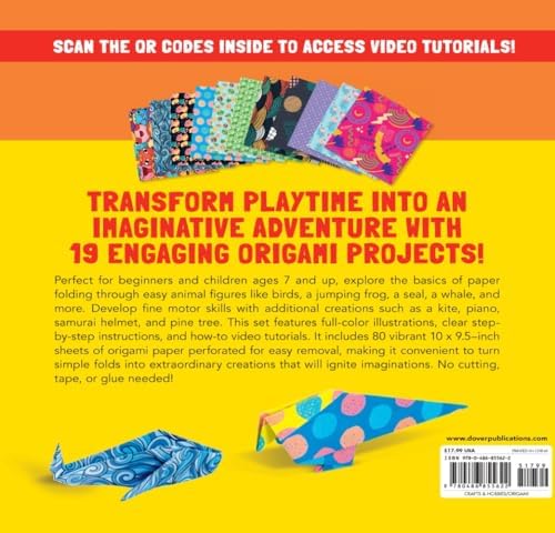 My First Origami Book: 19 Easy & Colorful Projects with 80 Sheets of Origami Paper + How-To Videos (Dover Crafts: Origami & Papercrafts) - Image 2