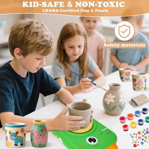 Pottery Wheel for Kids, Pottery Kit with Air Dry Clay, Arts & Crafts Toy - Image 3