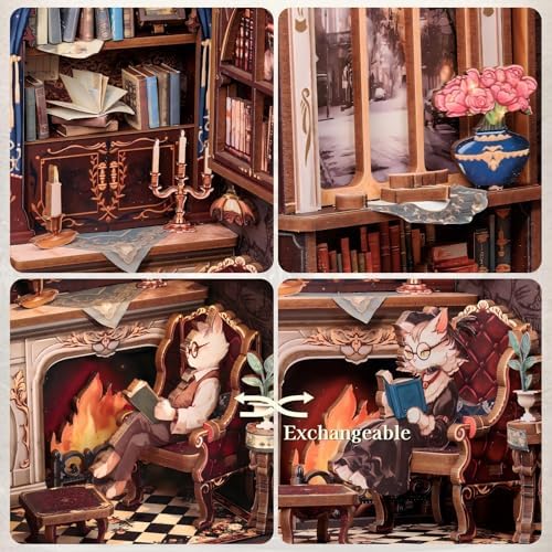 Book Nook Kit Cat Miniature House Kit - Count Cat's Study - Image 6