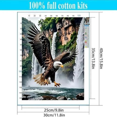 Eagle Cross Stitch Kits for Beginners Adults, Patterns Dimensions Needlepoint Art Crafts,Counted Cross Stitch Kits Embroidery Kits for Beginners Adults for Home Decor 11.8X15.7inch - Image 2