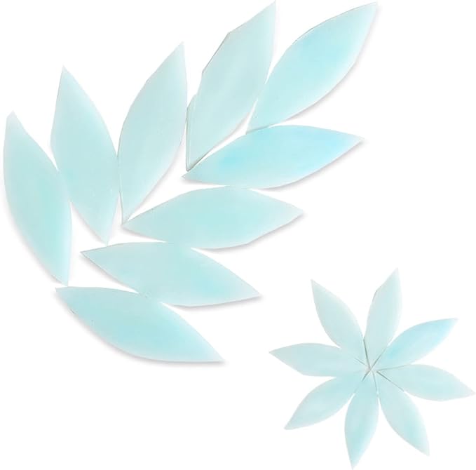 Mosaic Tiles - Glass Petal Leaves Bulk Mosaic Tile Assortment - 1.1x2.5 cm Mixed Colors Glass Tile - 80pcs/100g Craft and Backsplash Tile (Light Blue)