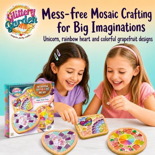 Glittery Garden Mosaic Craft Kit to Decorate Coaster with Glass Tiles - Image 2