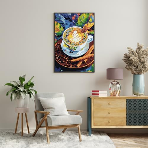Framed Paint by Numbers Kit for Adults Beginner & Kids Ages 8-12, Coffee Theme Paint by Numbers with frame, without Easel, DIY Acrylic Number Painting for Adults for Home Decor Gift 8 x 12 Inch - Image 3