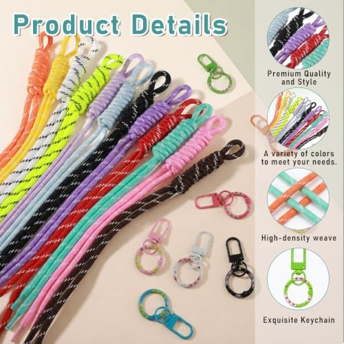 24 Pack Paracord Keychain Bag Charms, Rope Keychain - Image 3