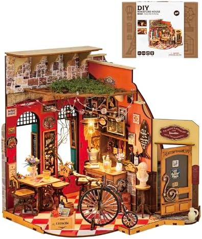 ROBOTIME DIY Miniature House Kit, Mini Diorama House for Adults, Wooden Furniture Kit with LED, Tiny House Dollhouse Building Kits for Halloween/Christmas/Birthday Gifts by ROBOTIMEBuildingThingstoLife
