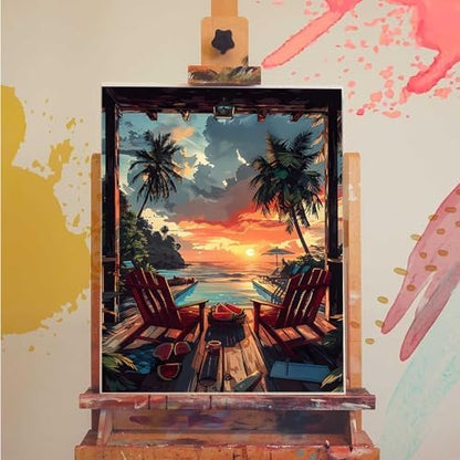 Landscape Paint by Numbers Kit for Adults Sea Paint by Numbers, DIY Acrylic Watercolor Oil Painting Kits for Adults Beginners with Brushes, Hobbies for Women for Home Wall Decor, Gifts 12x16 in Z-89 - Image 3