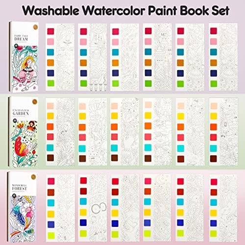 3pack Watercolor Painting Coloring Books Pocket Watercolor Paint Bookmarks - Image 2