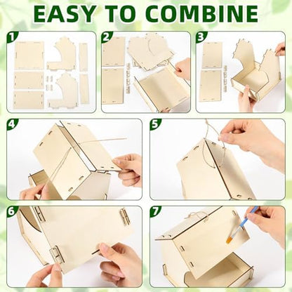 36 Pack Wooden Bird Feeder Kits Bulk Bird Houses to Paint Unfinished Craft - Image 5