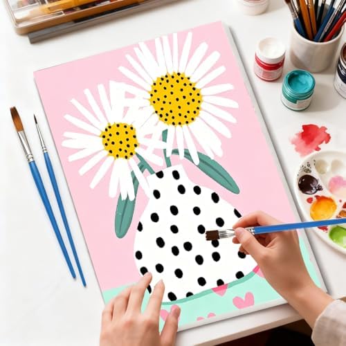 TCDZMYGS 4 Pack Flowers Paint by Numbers Kit for Adults Beginner,Flower Easy Paint by Number Kits with Frame,DIY Acrylic Oil Painting by Numbers for Home Wall Decor 9.5 x 11.8 inch - Image 6