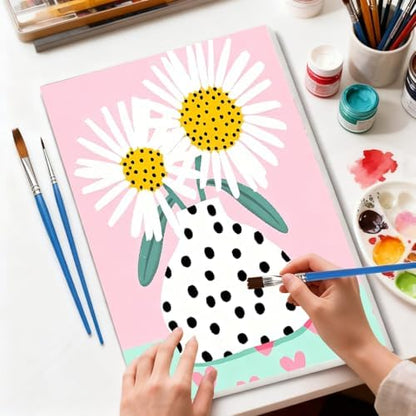TCDZMYGS 4 Pack Flowers Paint by Numbers Kit for Adults Beginner,Flower Easy Paint by Number Kits with Frame,DIY Acrylic Oil Painting by Numbers for Home Wall Decor 9.5 x 11.8 inch - Image 6