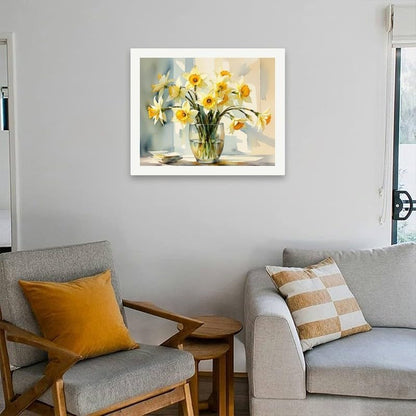 Blooming Daffodil Vase Paint by Numbers Kit for Adults - DIY Yellow Narcissus Bouquet Painting on Canvas 16x20 Inches, Acrylic Paint Set, Suitable for Beginners, Botanical Art for Decoration - Image 4