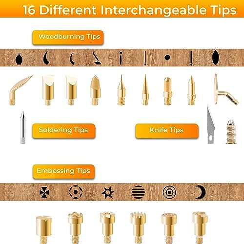 Wood Burning Kit 22PCS, Adjustable Temperature Pen with 18 Tips&Accessories All in a Storage Case - Complete Gift for Mastering The Art of Pyrography - Image 4