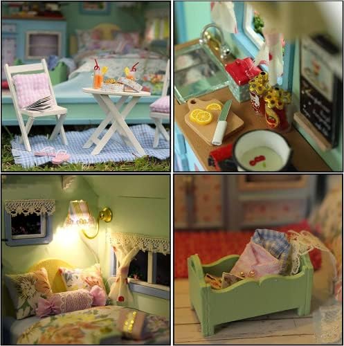 CUTEROOM DIY Miniature Wooden Caravan Dollhouse Kit with Furniture - Image 3