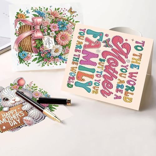 VODAPYC 6PCS Mother's Day Diamond Art Greeting Cards Kit - Image 5