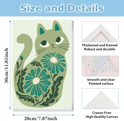 Cat Paint by Number for Adults, Paint by Numbers Kit for Adults 8x12 Inch - Image 4