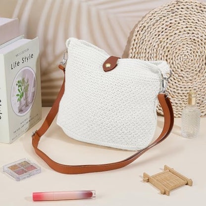 ACRNIGHEET Crochet Bag Kit for Beginners Adults Crochet Purse for Women DIY Tote Bag Making Kit with Step-by-Step Tutorials Knitting Supplies for Adults Crafts Boho Gift Idea (White) - Image 5