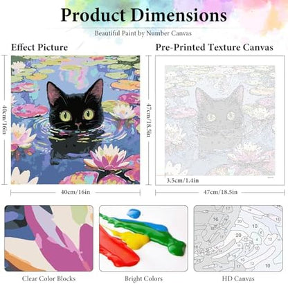 Dawnsphere Black Cat Paint by Numbers Kit for Adults Without Frame 16x16 in - Image 3