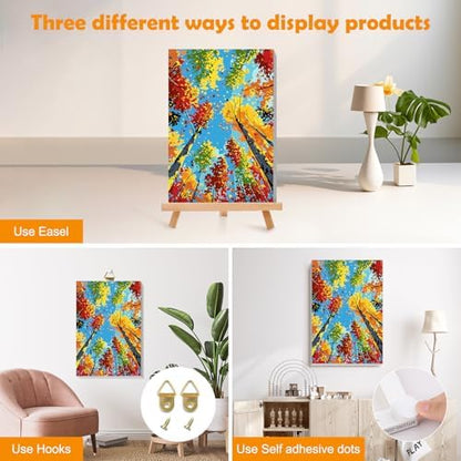 MOGTAA Tree of Life Paint by Numbers Kit for Adults Beginners with Frame, Landscape Adult Paint by Number Kits on Canvas with Easel, Easy DIY Oil Painting Kits for Home Decor, 8x12in - Image 3