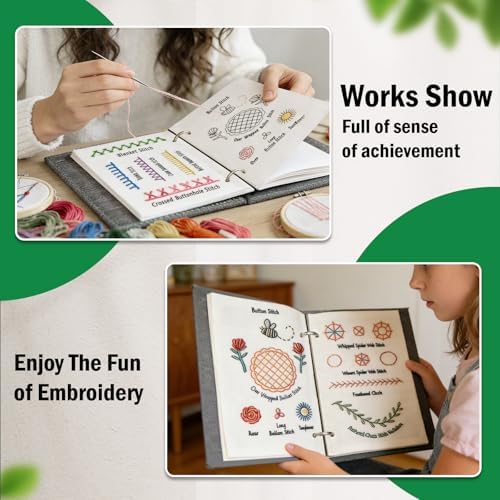 Upgraded Embroidery Stitch Book Kit, 106 Patterns DIY Book Embroidery Kit - Image 4