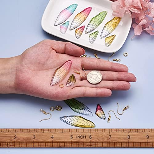 FASHEWELRY 16Pcs Resin Wing Charms Butterfly Wings Earring Charms Colorful Dragonfly Wings Pendants with 90Pcs Jump Rings Earrings Hooks for DIY Earring Jewelry Making - Image 5