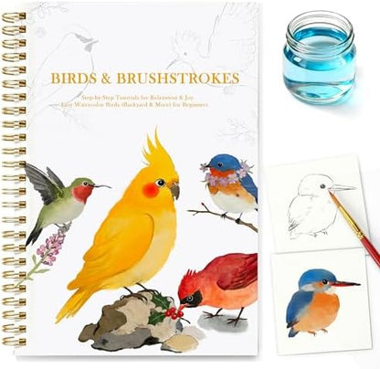 Creazic Watercolor Workbook for Adult Beginners, Pre-Sketched Bird Watercolor Coloring Book, Easy Step-by-Step Watercolor Tutorial on 140lb Paper, Spiral-Bound for Relaxation & Creative Art Practice by Unknown