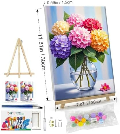 ATDMS Paint by Numbers Kit for Adults Flowers Paint by Number with Frame Hydrangea Paint by Number with Easel DIY Floral Oil Painting by Numbers for Gift Home Wall Decor 8x12 Inch - Image 4