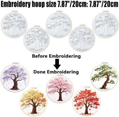 ORIGACH 5 Pcs Seasonal Tree Embroidery Kit for Beginners - Image 3