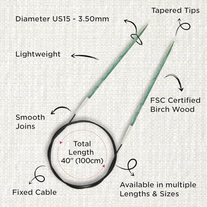 KnitPro Dreamz Fixed Circular Needles 40" (100cm) | US Size 4 (3.5mm) - Image 3