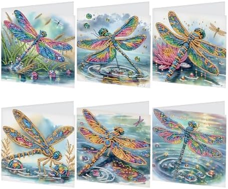 JISHSHAY 6 PCS Diamond Art Greeting Cards Dragonfly Diamond Painting Birthday Cards Animal Gem Art Gem Painting Mosaic Kits for Adults for Thanksgiving Anniversary Valentine Graduation All-Occasion by Unknown
