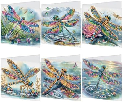 JISHSHAY 6 PCS Diamond Art Greeting Cards Dragonfly Diamond Painting Birthday Cards Animal Gem Art Gem Painting Mosaic Kits for Adults for Thanksgiving Anniversary Valentine Graduation All-Occasion by Unknown
