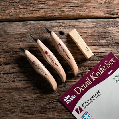 Flexcut Wood Carving Set | Detail Knife Set, with Mini-Pelican, Carving, and Detail Knife | 1095 High Carbon Steel Blades | KN400 | Made in the U.S.A - Image 4