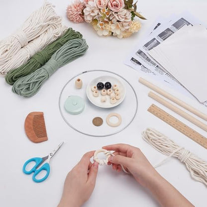 FREEBLOSS 2 Set DIY Macrame Leaf Wall Hanging Kit Beginners Macrame Kit Leaf and Owl Woven Tapestry Feather Wall Hanging DIY Macrame Kit for Adults Birthday Gift, Instructions Included - Image 4