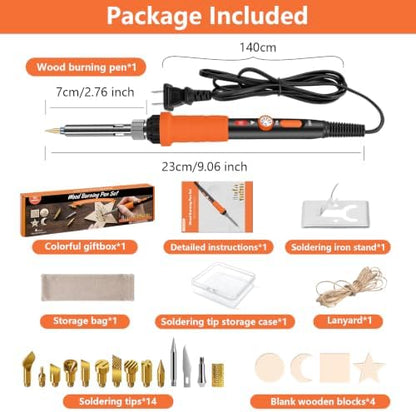 Wood Burning Kit, 23pcs Wood Burning Pen Adjustable Temperature 200-450°C - Image 2