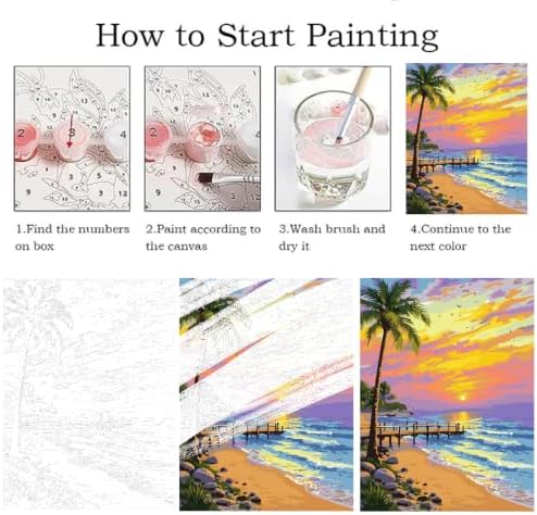 ZRIZQ Beach Paint by Numbers Kit for Adults Beginner,Sunset,16x20 - Image 5