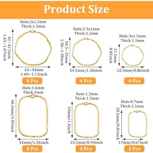 48 Pcs Alloy Open Back Bezel Pendants, 6 Styles Hollow Frame Pendants Ring for Resin Jewelry Making - Image 3