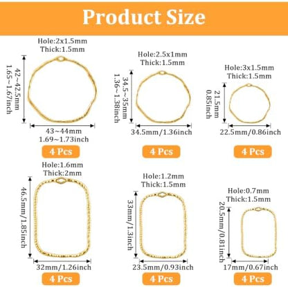 48 Pcs Alloy Open Back Bezel Pendants, 6 Styles Hollow Frame Pendants Ring for Resin Jewelry Making - Image 3