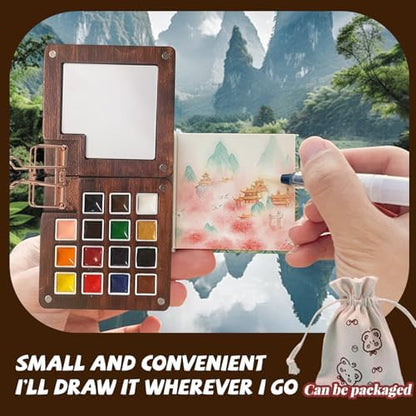 Watercolor Paint Set, Pocket Artist Set with Palette, Storage Bag, and Metal Clip, Suitable for art enthusiasts(B) - Image 3