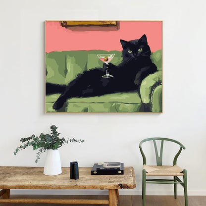 Eiazuiks Stamping Cross Stitch Kit, Gentleman Cat Counting Cross Stitch Kit for Adult Beginners, Full Line DIY Stitching Kit for Home Decor Cross Stitch Patterns 12x16 inches - Image 2