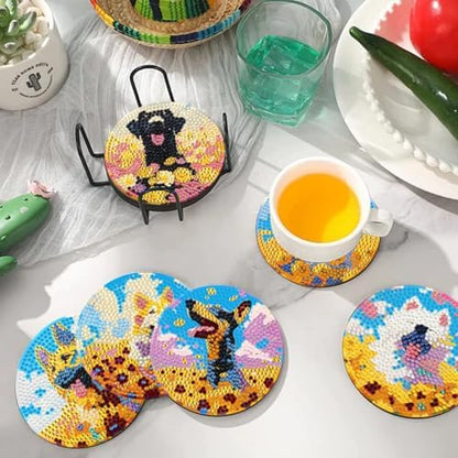 EWJRNSF 10 PCS Dog Diamond Art Coasters DIY Kit with Holder for Adults - Image 5