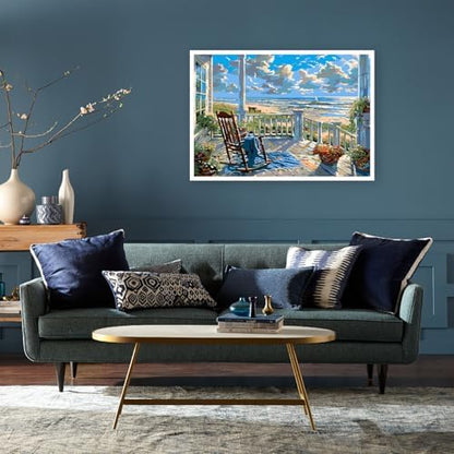 Clendo Landscape Paint by Numbers for Adults with Easel, Beach Adult Paint by Number Kits on Canvas, Framed DIY Color Oil Painting Acrylic Paints,Home Wall Decor 12x16inch - Image 3