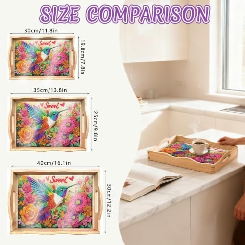 DOTSOPS DIY Diamond Painting Serving Tray with Handle for Adults 5D Diamond Art Kits for Beginners Full Drill Diamond Dots Gem Arts and Crafts Special Shape Living Room 12 x 16 Inches Bird - Image 5