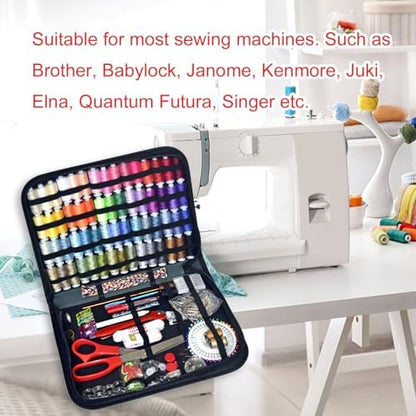 Sewing Kit with Case Portable Sewing Supplies for Home Traveler, Adults, Beginner, Emergency, Contains 60 Sewing Thread, Scissors, Needles, Measure etc（Dark Blue Green，XL) - Image 5